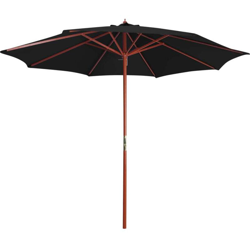 Ombrellone con Palo in Legno 300x258 cm Nero - Nero - Vidaxl características