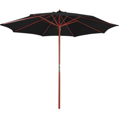 Ombrellone con Palo in Legno 300x258 cm Nero - Nero - Vidaxl