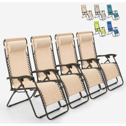 4 sedie sdraio pieghevole multiposizione giardino spiaggia Emily Zero Gravity | Beige en oferta