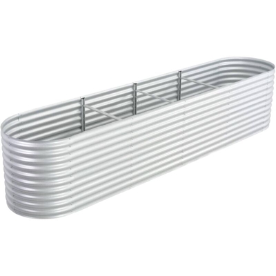 Letto Rialzato Giardino 400x80x81 cm in Acciaio Zincato Argento