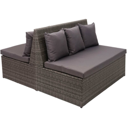 Mendler - Set 2x divani sofà 2 posti da esterno HWC-G16 polyrattan grigio cuscino grigio scuro precio