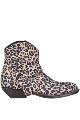Animal print suede texan boots
