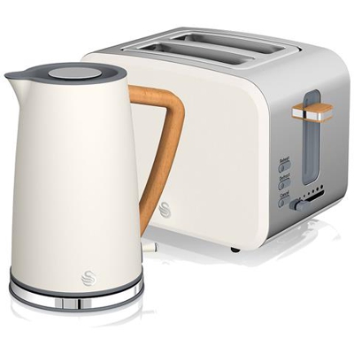Stp2090 Set Da Colazione Bollitore Senza Fili 1,7l Tostapane Pane 2 Bianco Nordic