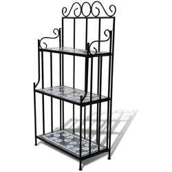 Stand per Piante Design a Mosaico Nero e Bianco en oferta