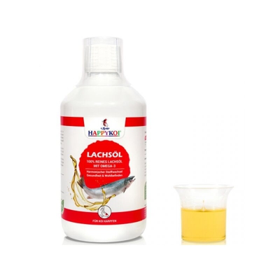 OLIO DI SALMOME PER CARPE KOI PESCI ROSSI PESCI DA LAGHETTO 500 ML - Happykoi