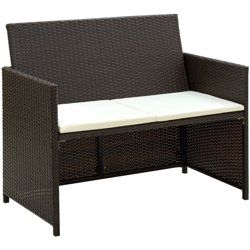 Asupermall - Divano da Giardino a 2 Posti con Cuscini Marrone in Polyrattan características
