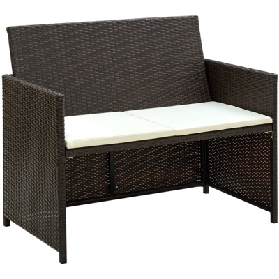 Asupermall - Divano da Giardino a 2 Posti con Cuscini Marrone in Polyrattan