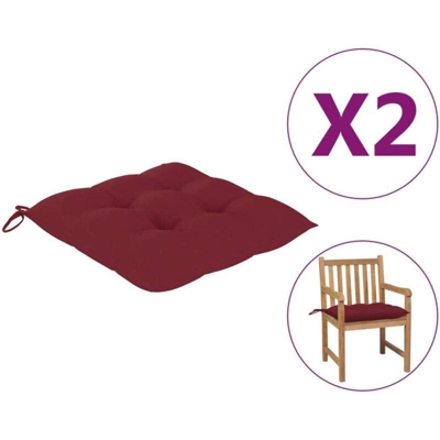 vidaXL Cuscini per Sedie 2 pz Rosso Vino 50x50x7 cm in Tessuto - Rosso