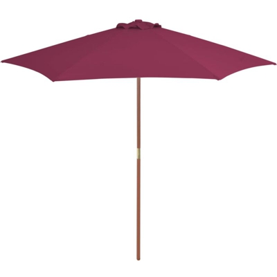 Ombrellone da Esterni con Palo in Legno 270 cm Rosso Bordò - Rosso - Vidaxl