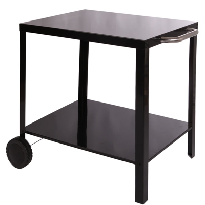 Beneffito - PORTIMAO - Carrello da barbecue - Tavolo ausiliare per esterni in acciaio inox con ruote per ferro da stiro - Due vassoi - Nero - Nero
