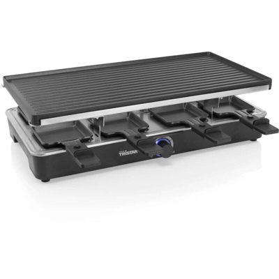 Tristar RA-2724 Raclette 8 vaschette, Spia luminosa, Rivestimento antiaderente Nero