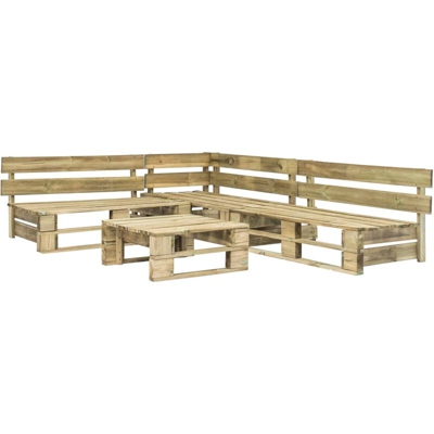 YOUTHUP Set Divani da Giardino con Pallet 4 pz in Legno - Marrone