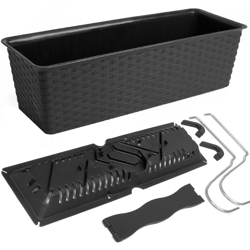 Fioriera in plastica effetto polirattan con autoirrigazione incl di sistema di montaggio 6 o 12 l 49cm - Antracite precio