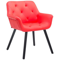 Sedia Poltroncina Cassidy con Fodera in Similpelle - Sedia Ospite rétro, Gambe in Legno - Sedia Poltroncina Sala Attesa Imbottita e con Braccioli Rosso Telaio: Nero (Rovere) precio
