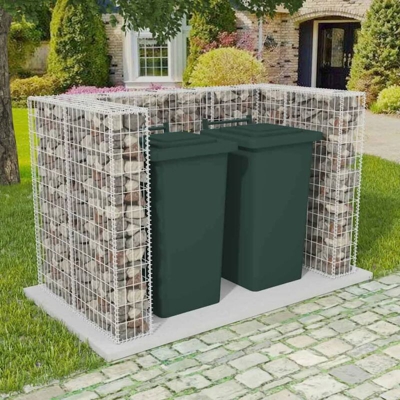 Gabbione in Rete in Acciaio per 2 Cassonetti 180x100x120 cm - Argento - Youthup