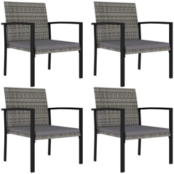vidaXL Sedie da Pranzo per Giardino 4 pz in Polyrattan Grigio - Grigio características