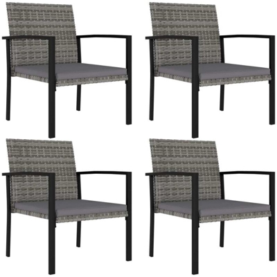 vidaXL Sedie da Pranzo per Giardino 4 pz in Polyrattan Grigio - Grigio