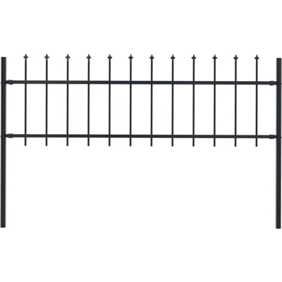 Recinzione Giardino con Punta a Lancia in Acciaio 1,7x0,6m Nera - Nero - Youthup