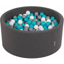 90X40cm/300 Palline ? 7CM Piscina Di Palline Colorate Per Bambini Tondo Fabbricato In EU, Grigio Sc:Grigio/Bianco/Turchese - grigio características