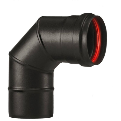 Ala Fumisteria Pellet Legna - CURVA 90O AETERNUM ISPEZIONABILE NERO Ø 80