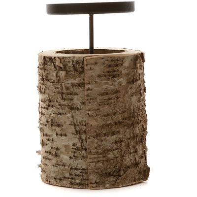 Master Casa - Portacandela In legno con corteccia marrone