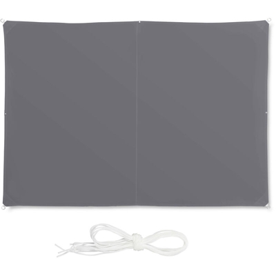 Tenda a Vela Rettangolare, Idrorepellente, Anti UV, Corde di Supporto, Terrazza e Giardino, LxP: 2x3 m, Grigia