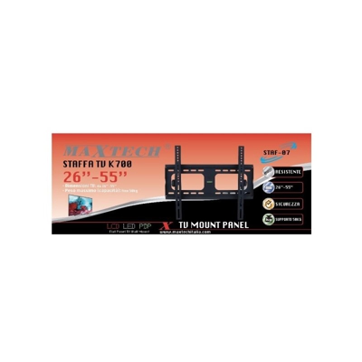 Staffa Televisione Supporto Tv Muro 26” - 55” Appendi Fino 50Kg Maxtech Staf-07