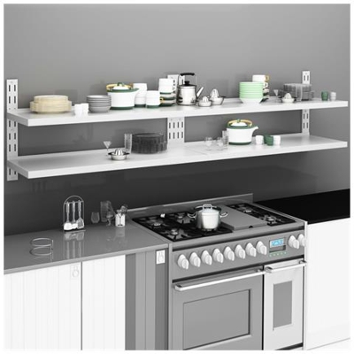 Mensole Galleggianti A 2 Livelli 2 Pz In Acciaio Inox 240x30 Cm