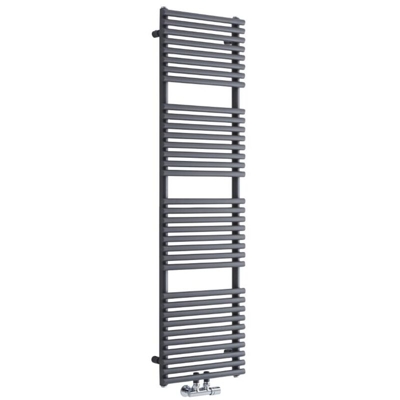 Hudson Reed Magera Scaldasalviette Moderno di Design Verticale - Termoarredo Bagno con Attacchi Centrali - Acciaio Antracite - 408W - 1520 x 400mm