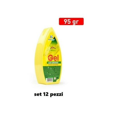 Set 12 Deodoranti Gel Profumo Ambiente Citronella Anti Zanzare 95 Gr.