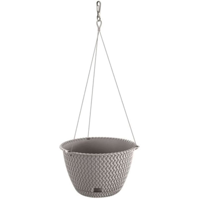 Vaso di fiori rotonda sospesa 3L Splofy di plastica in colore grigia, Ø23 x 14,5 cm - Prosperplast