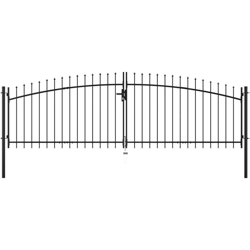 Cancello Doppio con Punte a Lancia 400x150 cm - Nero - Youthup en oferta