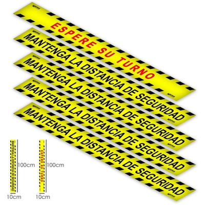 Rotulacion Floor Distance Security and Shift. Adesivi per segnaletica. 5 unità rettangolari, 10 x 100 cm AFT 15073100