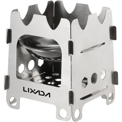 Lixada stufa a legna con vassoio alcool, acciaio inox-M