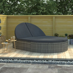 Lettino Prendisole 2 Posti con Cuscini in Polyrattan Grigio - Grigio - Vidaxl características