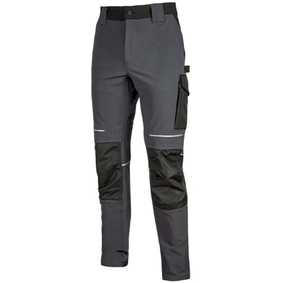 ATOM - PANTALONE DA LAVORO IN COMODO TESSUTO U-4 RESISTENTE, TRASPIRANTE, IDROREPELLENTE - PE145AG ASPHALT GREY U-POWER - Taglia M