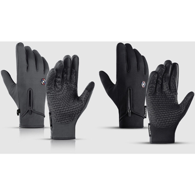 Guanti da ciclismo invernali da donna da uomo Tre dita in pile touch-screen antivento Guanti sportivi da esterno caldi e impermeabili,modello: Nero