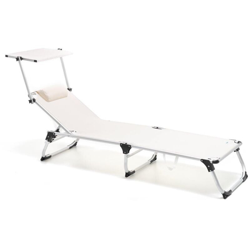 Lettino Mackay da mare colore bianco con parasole reclinabile da giardino mare piscina características