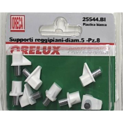 Oreca - 8 Supporti Reggipiano In Palstica Bianca, Con Perno In Metallo