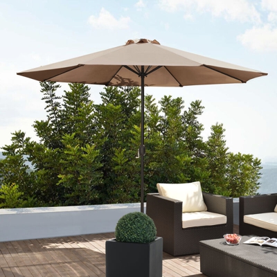 Ombrellone da Giardino con Palo Centrale in Acciaio - Altezza 230 cm - Ombrellone da Spiaggia / Terrazza con Telo Idrorepellente Ø 3 m - Beige