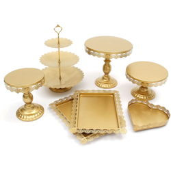 7 pz / set Vassoio per torta Specchio Superficie in metallo Porta torta Cupcake Stand Decorazione Compleanno Festa di nozze precio