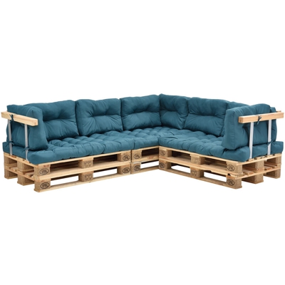 [en.casa] - Cuscini per palette - a 11 pezzi - cuscino sedile + cuscino schienale [turchese] divano a palette adatto per dentro e fuori