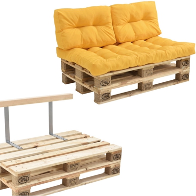 Divano paletta - a 2 posti con cuscini - (color senape) set completo incl. schienale
