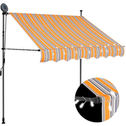 Tenda da Sole Retrattile Manuale con LED 200 cm Giallo e Blu precio