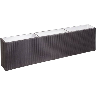 Letto Rialzato con 3 Vasi 150x20x40 cm in Polyrattan Nero - Nero - Youthup