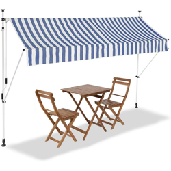 Tenda Sole Balcone Estensibile Parasole Avvolgibile Esterno con Gambe 300cm Blu en oferta