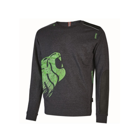 DIKE LION FELPA INVERNALE UOMO DA LAVORO FELPATA MAGLIA GIROCOLLO COTONE-L-Grigio Scuro L Grigio Scuro - Upower precio