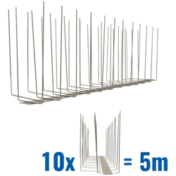 Pestsystems - 5 metri Dissuasori di picchi anti-gabbiani V2A-Titan con base di acciaio inossidabile - 3-striscia di Picchi antigabbiani la soluzione en oferta