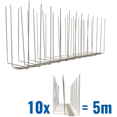 Pestsystems - 5 metri Dissuasori di picchi anti-gabbiani V2A-Titan con base di acciaio inossidabile - 3-striscia di Picchi antigabbiani la soluzione