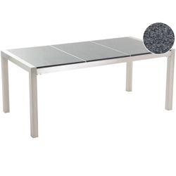 Tavolo da giardino in acciaio e granito 180cm in color grigio lucido - GROSSETO en oferta